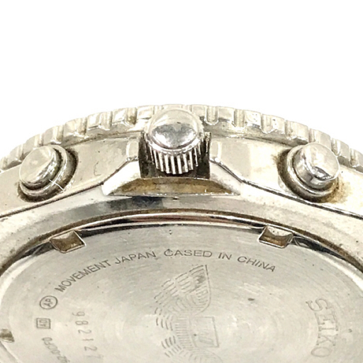 セイコー ANA クロノグラフ デイト 腕時計 メンズ ブラック文字盤 ジャンク品 純正バックル QR044-89の画像3