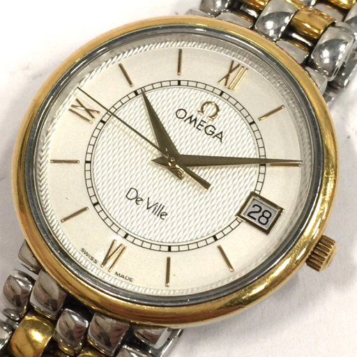 オメガ デビル クォーツ 腕時計 メンズ ホワイト文字盤 未稼働品 ラウンドフェイス 純正ブレス ブランド小物 OMEGAの画像1