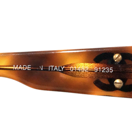 シャネル サングラス 01452 91235 イタリア製 グラデなし 度なし べっ甲風フレーム アイウェア CHANEL QR044-262の画像7