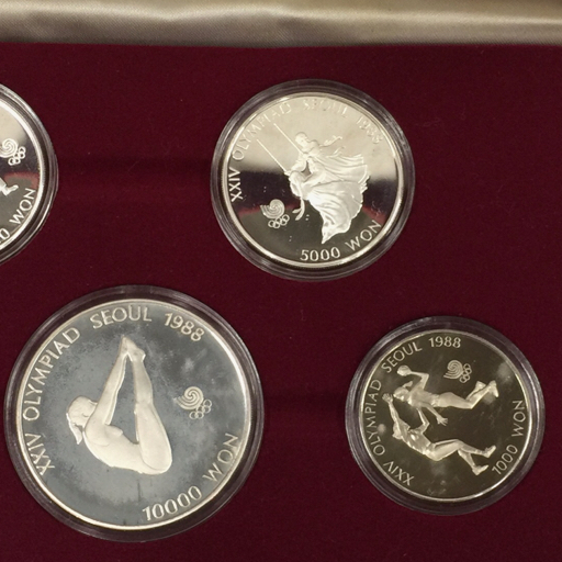 1988年 ソウルオリンピック 記念硬貨 10000ウォン / 5000ウォン / 2000ウォン 等 保存ケース付 計5点 QR044-387_画像3