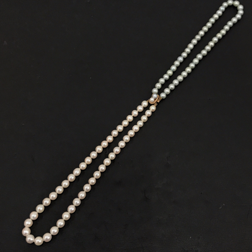 K14 金具 パール 真珠 2連 二連 ネックレス レディース アクセサリー ファッション小物 総重量約75.5g A11436の画像3