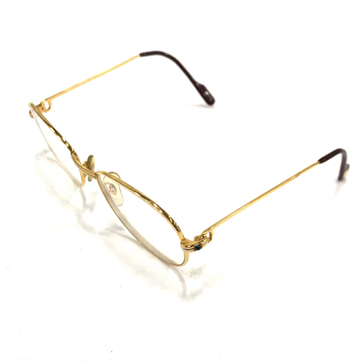 カルティエ 度入り メガネ めがね 眼鏡 55□18 135 アイウェア レディース ゴールドカラーフレーム Cartier
