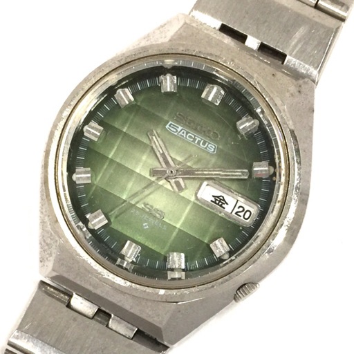 セイコー 5 アクタス 自動巻 オートマチック 腕時計 6106-7690 グリーン文字盤 メンズ 純正ブレス QR044-12の画像1