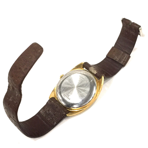 ロンジン デイト クォーツ 腕時計 メンズ 社外ベルト 未稼働品 ゴールドカラー文字盤 LONGINES QR044-36の画像5