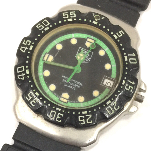 タグホイヤー プロフェッショナル デイト クォーツ 腕時計 メンズ ブラック文字盤 200m ジャンク品 375.513 QR044-87の画像1