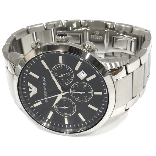 Emporio Armani хронограф кварц наручные часы черный циферблат AR-2434 мужской работа товар принадлежности иметь EMPORIO ARMANI