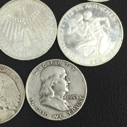 アメリカ リバティコイン 1ドル 他 ミュンヘンオリンピック ドイツ 10マルク 等 銀貨 総重量約151.4g 計8点 QG044-28の画像5