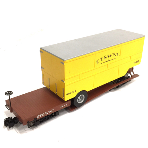 Bachmann 98320 G Flat Car With Closed Trailer バックマン 鉄道模型 Gゲージ 通電動作未確認 QG043-85の画像1