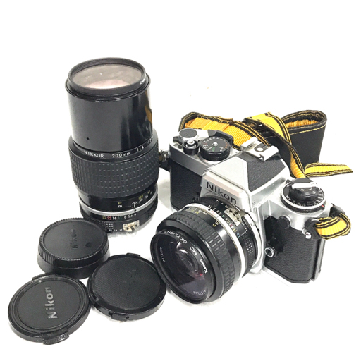 1円 Nikon FE NIKKOR 50mm 1:1.4 200mm 1:4 一眼レフ マニュアルフォーカス フィルムカメラ 光学機器の画像1