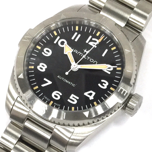 ハミルトン 自動巻 オートマチック 腕時計 メンズ ブラック文字盤 稼働品 H702250 付属品あり 純正ブレス HAMILTONの画像1