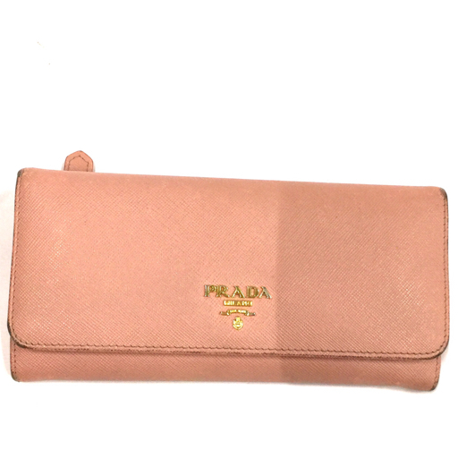 プラダ サフィアーノ 二つ折り長財布 ウォレット ボタン ブランド小物 レディース ピンク系 パスケース欠品 PRADAの画像1