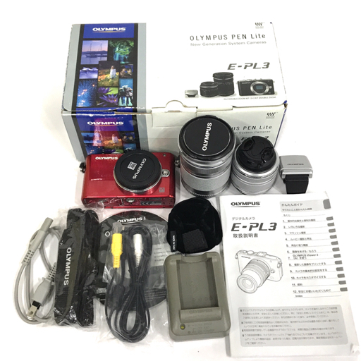 1円 OLYMPUS PEN Lite E-PL3 M.ZUIKO DIGITAL 14-42mm 1:3.5-5.6 40-150mm 1:4-5.6 ミラーレス カメラ C140013の画像1