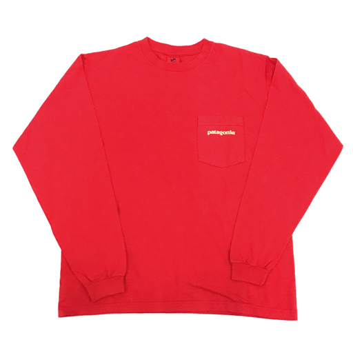 パタゴニア サイズM 長袖 プリントTシャツ ポケット メンズ レッド コットン カットソー トップス Patagoniaの画像1