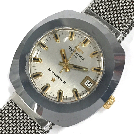 テクノス ボラゾンIII デイト オートマチック 腕時計 S6F0011 シルバーカラー文字盤 稼働品 社外ブレスの画像1
