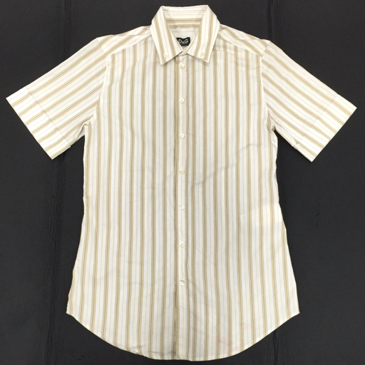  Dolce & Gabbana size 40 short sleeves shirt stripe front button cotton . men's beige DOLCE&GABBANA