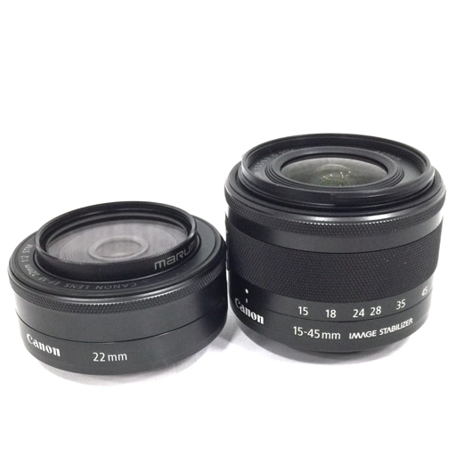 1円 CANON EOS M100 EF-M 22mm 1:2 STM 15-45mm 1:3.5-6.3 IS STM ミラーレス一眼 デジタルカメラ レンズ C071649