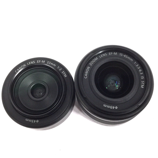 1円 CANON EOS M100 EF-M 22mm 1:2 STM 15-45mm 1:3.5-6.3 IS STM ミラーレス一眼 デジタルカメラ レンズ C071649