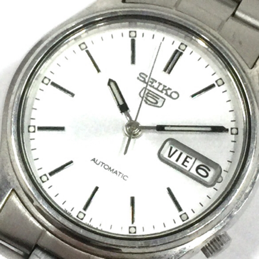 セイコー 5 デイデイト 自動巻 オートマチック 腕時計 メンズ シルバーカラー文字盤 7S26-3100 稼働品 QR044-54の画像1