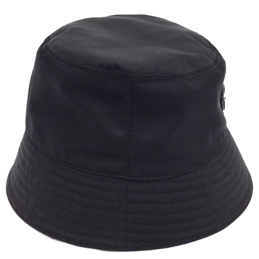 プラダ サイズ M RE-NYON リナイロン バケットハット 三角プレート 帽子 レディース ブラック系 黒系 PRADAの画像2