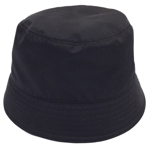 プラダ サイズ M RE-NYON リナイロン バケットハット 三角プレート 帽子 レディース ブラック系 黒系 PRADAの画像5