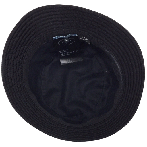 プラダ サイズ M RE-NYON リナイロン バケットハット 三角プレート 帽子 レディース ブラック系 黒系 PRADAの画像6