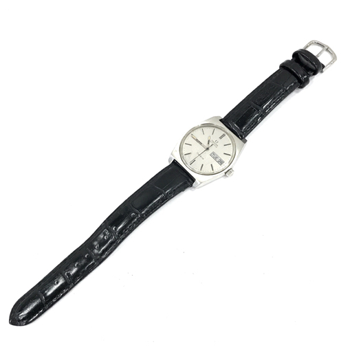 オメガ ジュネーブ 自動巻 オートマチック デイト 腕時計 メンズ シルバーカラー文字盤 ジャンク品 社外ベルトの画像6