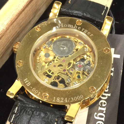 Homberger 手巻き 機械式 スケルトン 腕時計 メンズ 稼働品 未使用品 付属品あり 計2点 セット ファッション小物の画像5