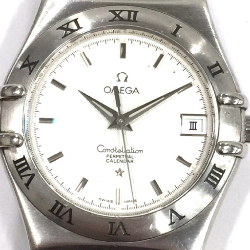 オメガ コンステレーション パーペチュアルカレンダー デイト クォーツ 腕時計 ホワイト文字盤 メンズ 純正ブレスの画像10