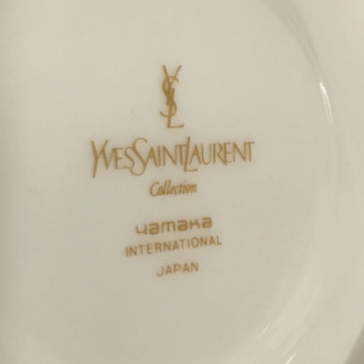 イヴサンローラン yamaka コーヒーカップ&ソーサー 5客 口径9cm 高さ5.5cm 直径15cm 白系 金彩 食器 保存箱付 計10点の画像6