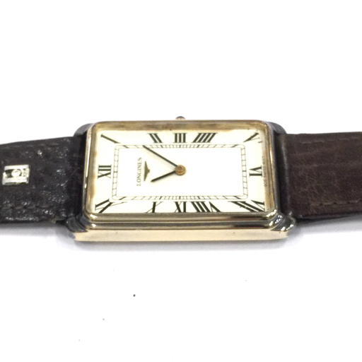 ロンジン 手巻き 機械式 腕時計 スクエアフェイス ホワイト文字盤 稼働品 保存箱付き LONGINES QR051-33の画像4