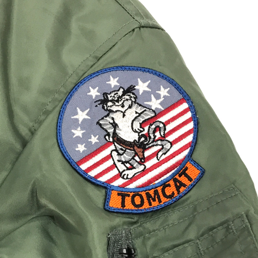 アヴィレックス サイズ M MA-1 TOPGUN トムキャット ナイロン 長袖 ジャケット ジップアップ メンズ カーキ系の画像4