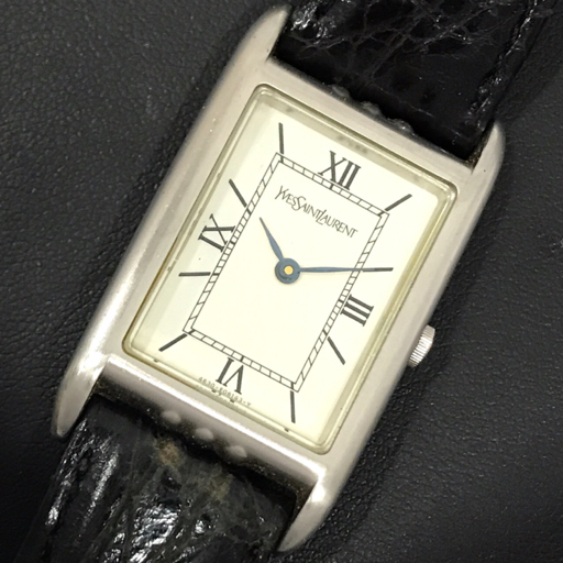 イヴサンローラン クォーツ 腕時計 ホワイト文字盤 4625-E68184 メンズ 未稼働品 純正ベルト YSL QR051-48の画像1