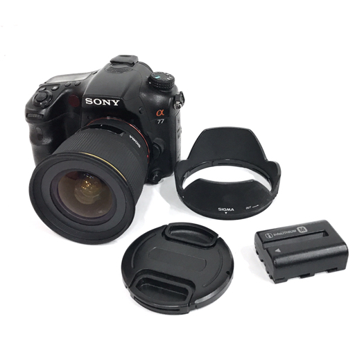 1円 SONY α77 SLT-A77V SIGMA 24mm 1:1.8 EX DG デジタル一眼レフカメラ レンズ
