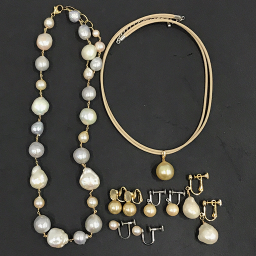 postage 360 jpy 1 jpy metal fittings 18K pearl choker necklace earrings lady's jewelry summarize A11556 including in a package NG