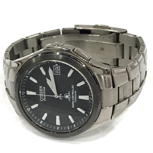 シチズン アテッサ エコドライブ デイト 腕時計 H410-T006043 メンズ ブラック文字盤 未稼働品 純正ブレス CITIZEN_画像4