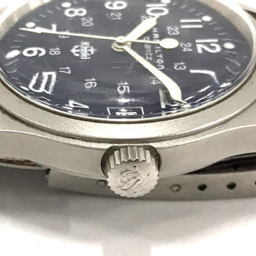 ハミルトン カーキ デイト クォーツ 腕時計 メンズ ネイビー文字盤 未稼働品 ファッション小物 HAMILTONの画像2