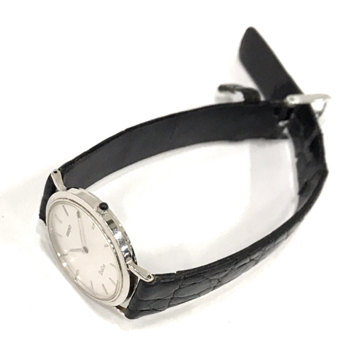セイコー ドルチェ クォーツ 腕時計 メンズ シルバーカラー文字盤 裏蓋 18KT刻印 メンズ 8N40-6080 社外ベルト_画像6