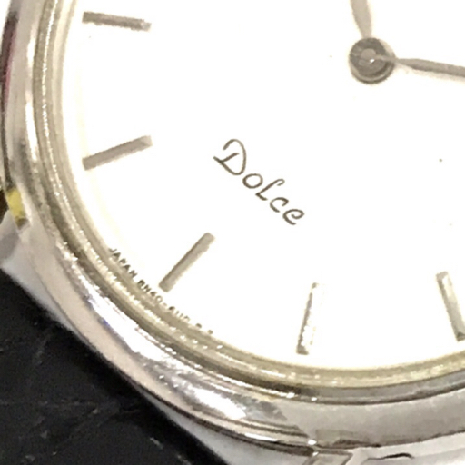 セイコー ドルチェ クォーツ 腕時計 メンズ シルバーカラー文字盤 裏蓋 18KT刻印 メンズ 8N40-6080 社外ベルト_画像3