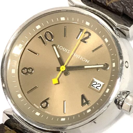 ルイヴィトン Q1312 デイト クォーツ 腕時計 稼働品 レディース DM5203 モノグラムベルト 保存ケース付 LOUIS VUITTON_画像1
