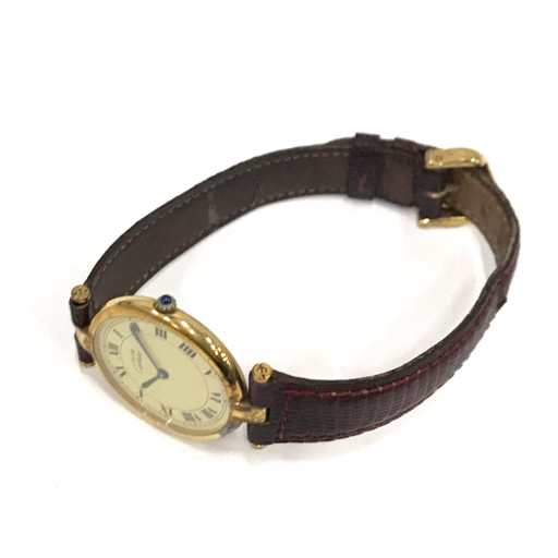 カルティエ マストヴァンドーム クォーツ 腕時計 925 レディース ラウンドフェイス 純正ベルト Cartier_画像7