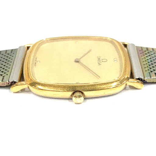 オメガ クォーツ 腕時計 メンズ 社外ブレス ゴールドカラー文字盤 未稼働品 ファッション小物 OMEGA_画像5