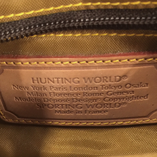 ハンティングワールド ショルダーバッグ クロスボディ レディース カーキ×ブラウン系 保存袋付き HUNTING WORLD_画像6