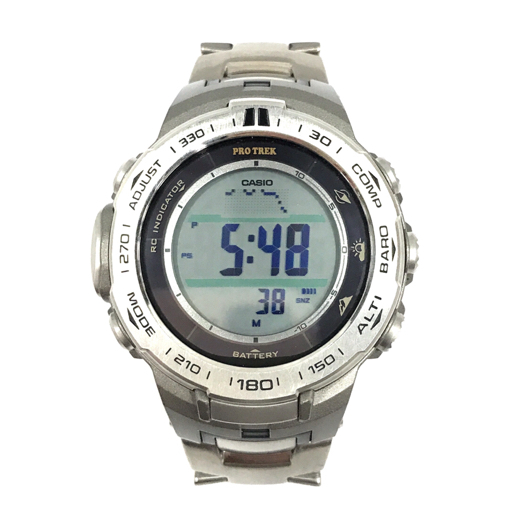 カシオ プロトレック PRW-3100 電波ソーラー デジタル 腕時計 メンズ 稼働品 純正ブレス CASIO QR052-121の画像2