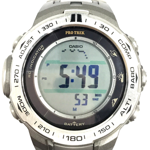 カシオ プロトレック PRW-3100 電波ソーラー デジタル 腕時計 メンズ 稼働品 純正ブレス CASIO QR052-121の画像7