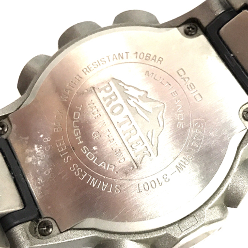 カシオ プロトレック PRW-3100 電波ソーラー デジタル 腕時計 メンズ 稼働品 純正ブレス CASIO QR052-121の画像4