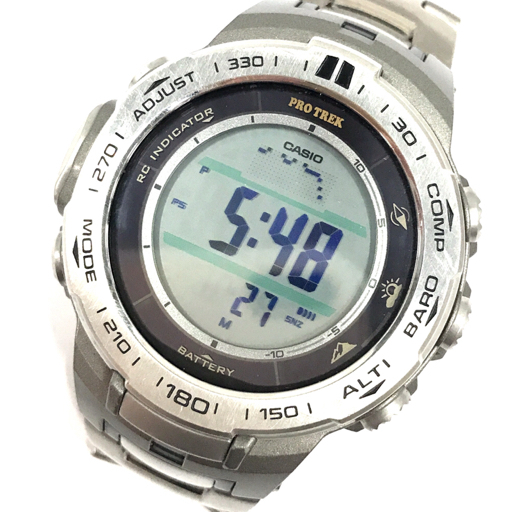 カシオ プロトレック PRW-3100 電波ソーラー デジタル 腕時計 メンズ 稼働品 純正ブレス CASIO QR052-121の画像1