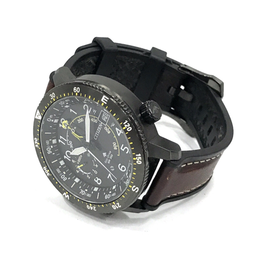 シチズン エコドライブ デイト 腕時計 J280-R013581 メンズ ブラック文字盤 稼働品 付属品あり 純正ベルト CITIZENの画像7