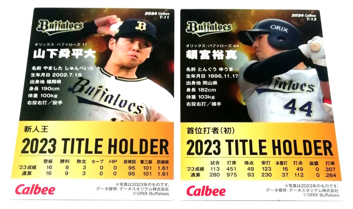 2024 第1弾 タイトルホルダー オリックスバッファローズ 全2種セット 山下 頓宮 ★ カルビープロ野球チップス コンプの画像2