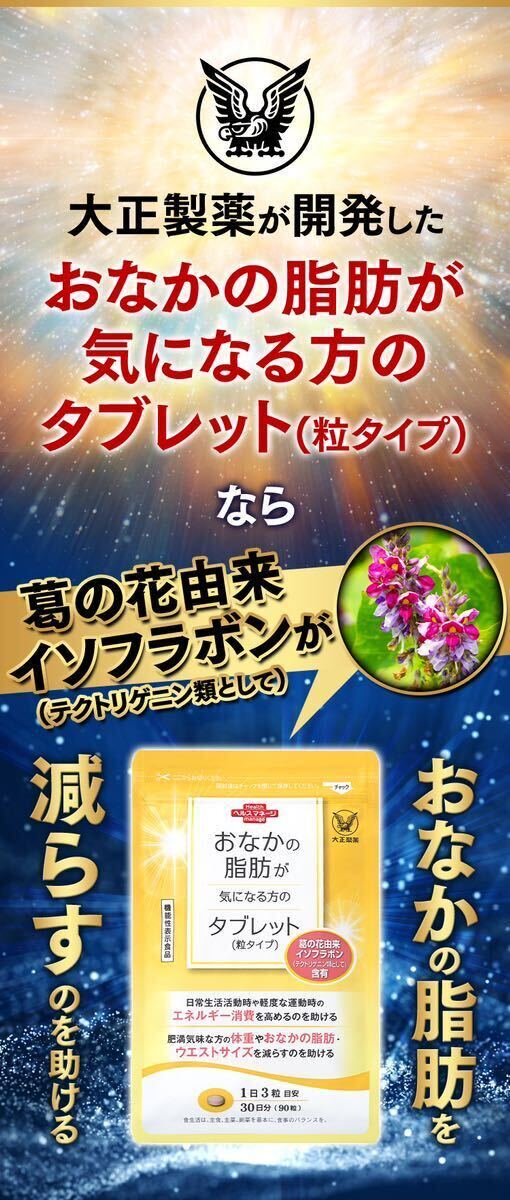 大正製薬【2袋セット】おなかの脂肪が気になる方のタブレット各袋90粒合計180粒【機能性表示食品】_画像4