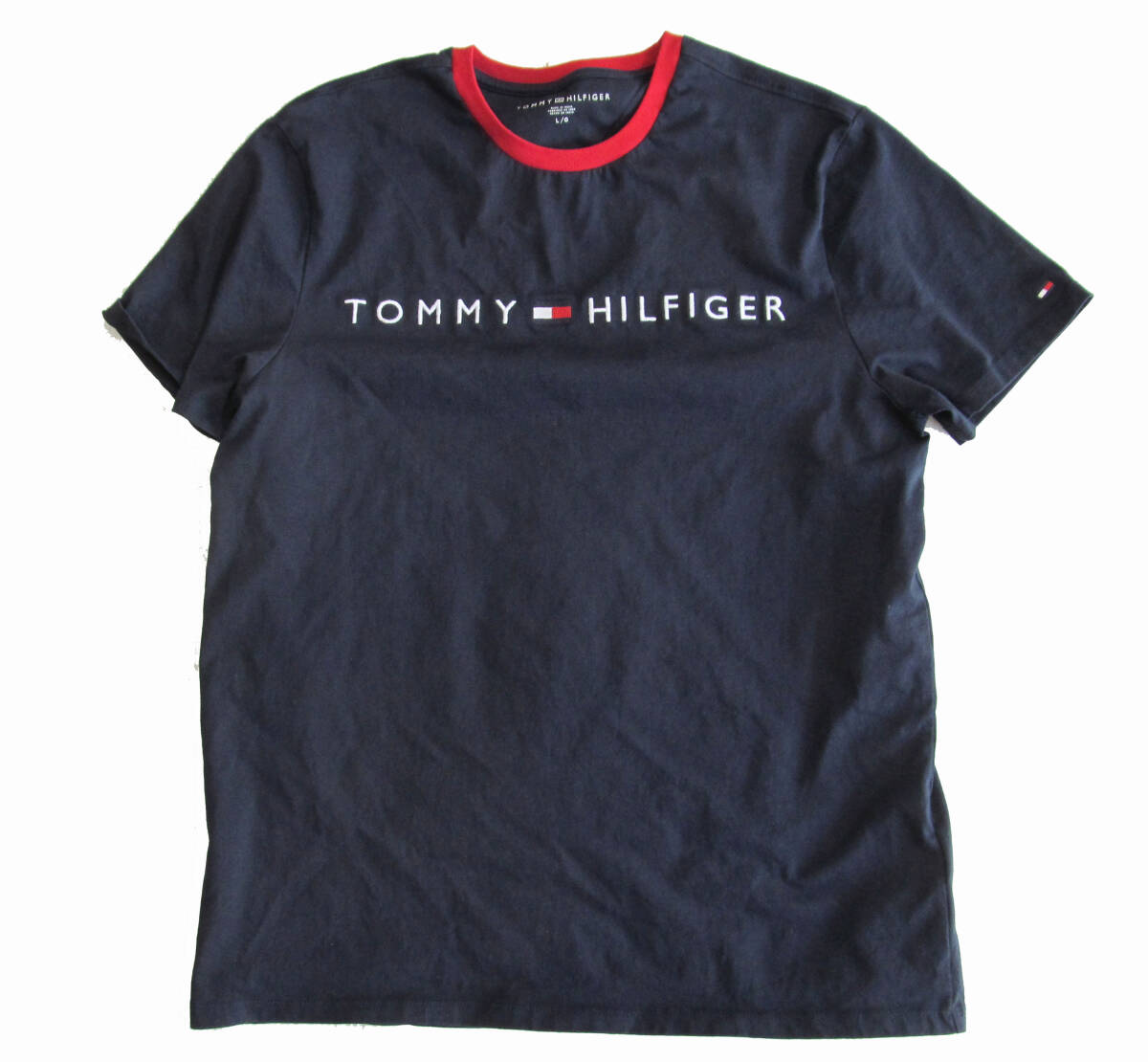トミーヒルフィガー 半袖 Tシャツ 紺 L d86の画像1